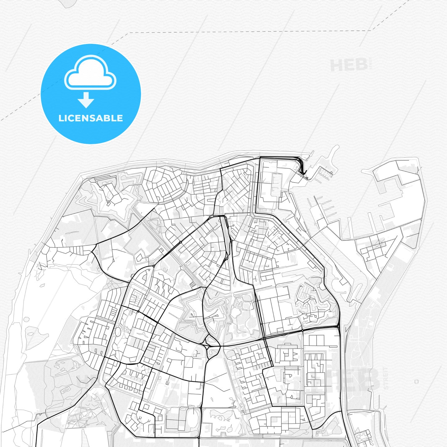 Vector PDF map of Den Helder, Netherlands
