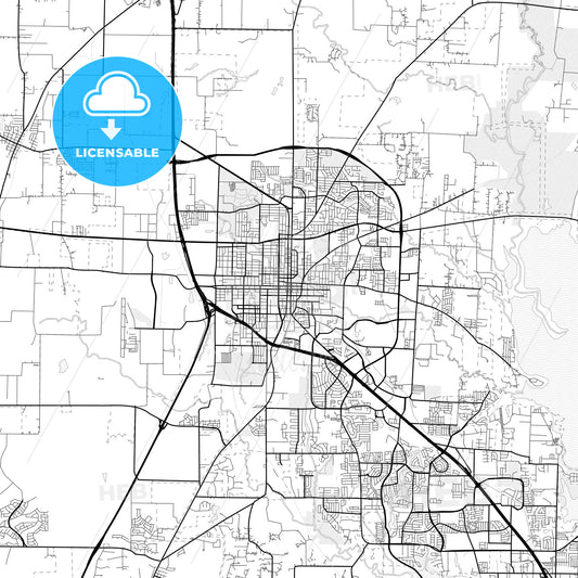 Vector PDF map of Denton, Texas, United States