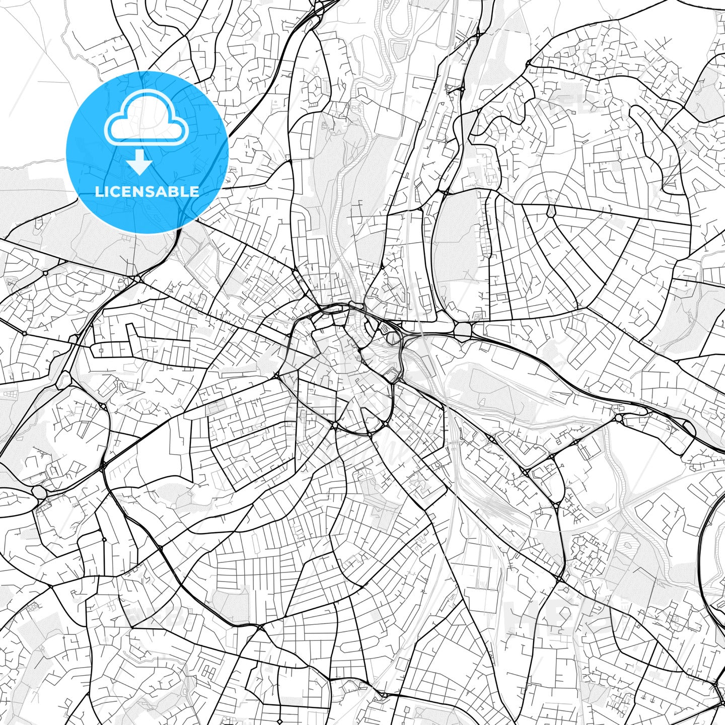 Vector PDF map of Derby, England - HEBSTREITS