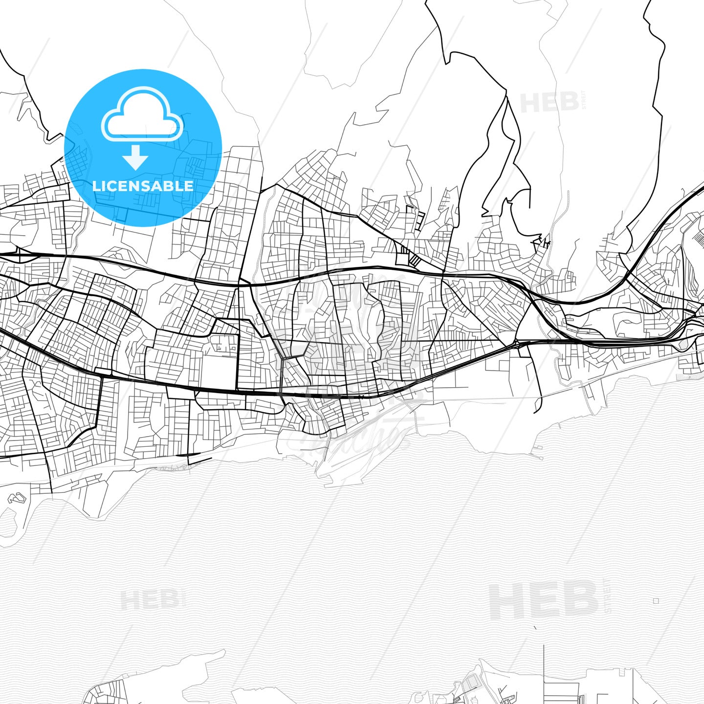 Vector PDF map of Derince, Turkey