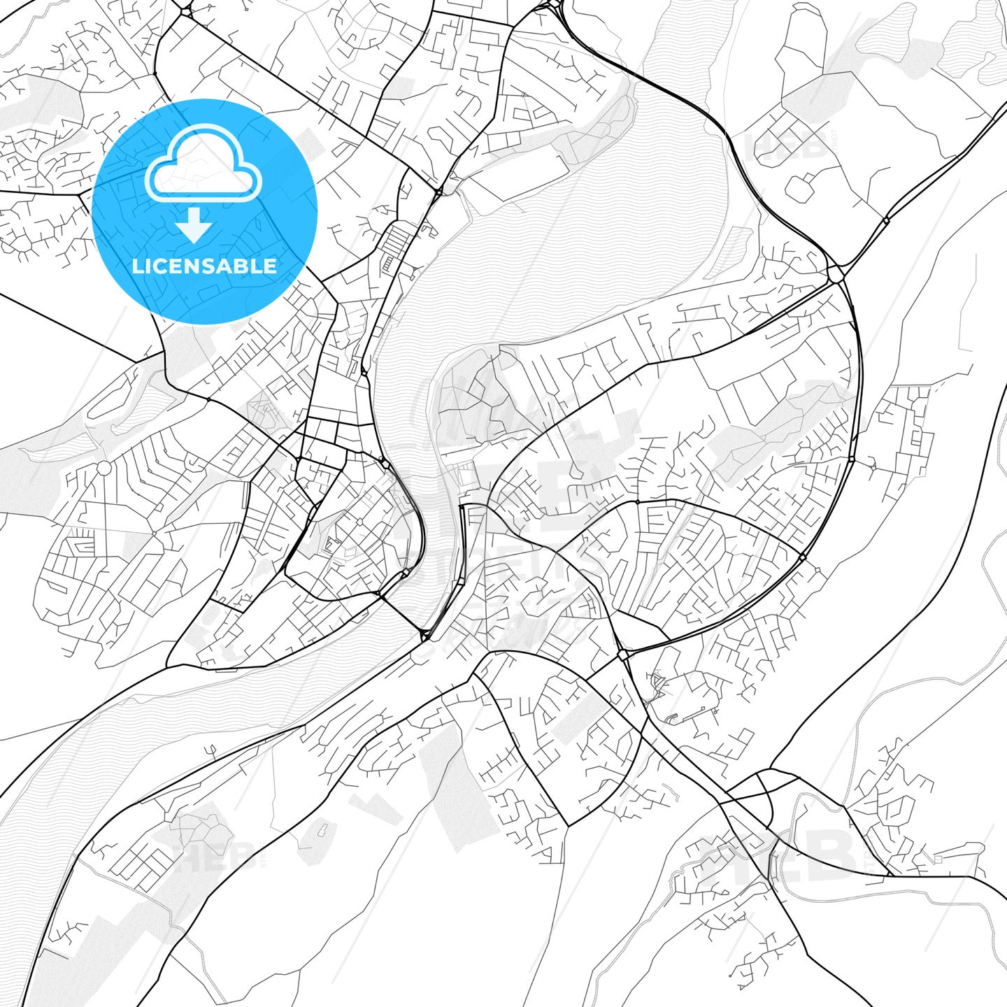 Vector PDF map of Derry, Northern Ireland