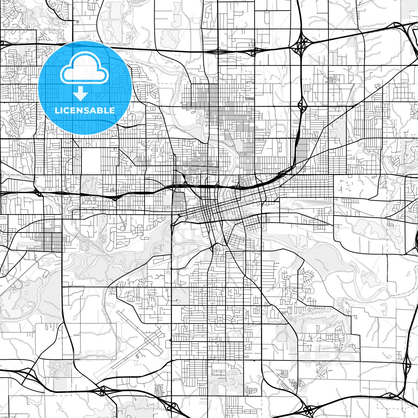 Vector PDF map of Des Moines, Iowa, United States