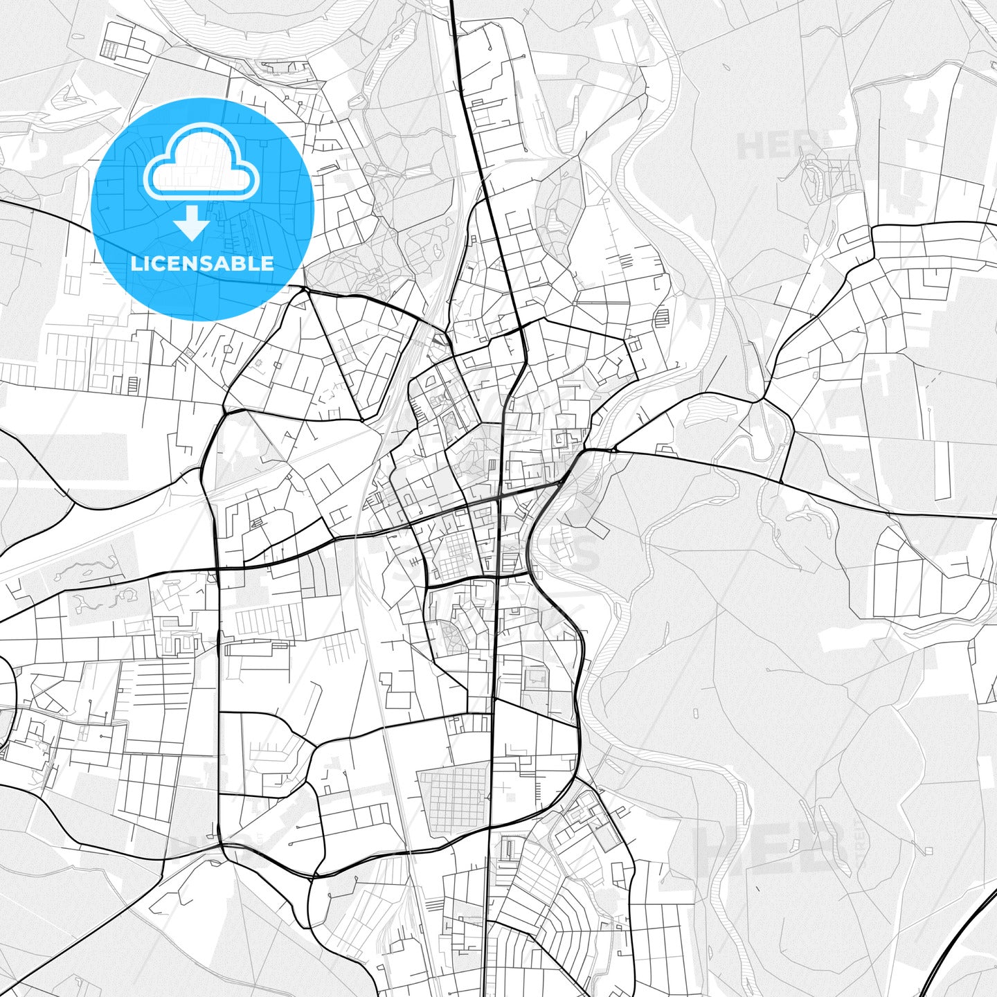 Vector PDF map of Dessau-Roßlau, Germany