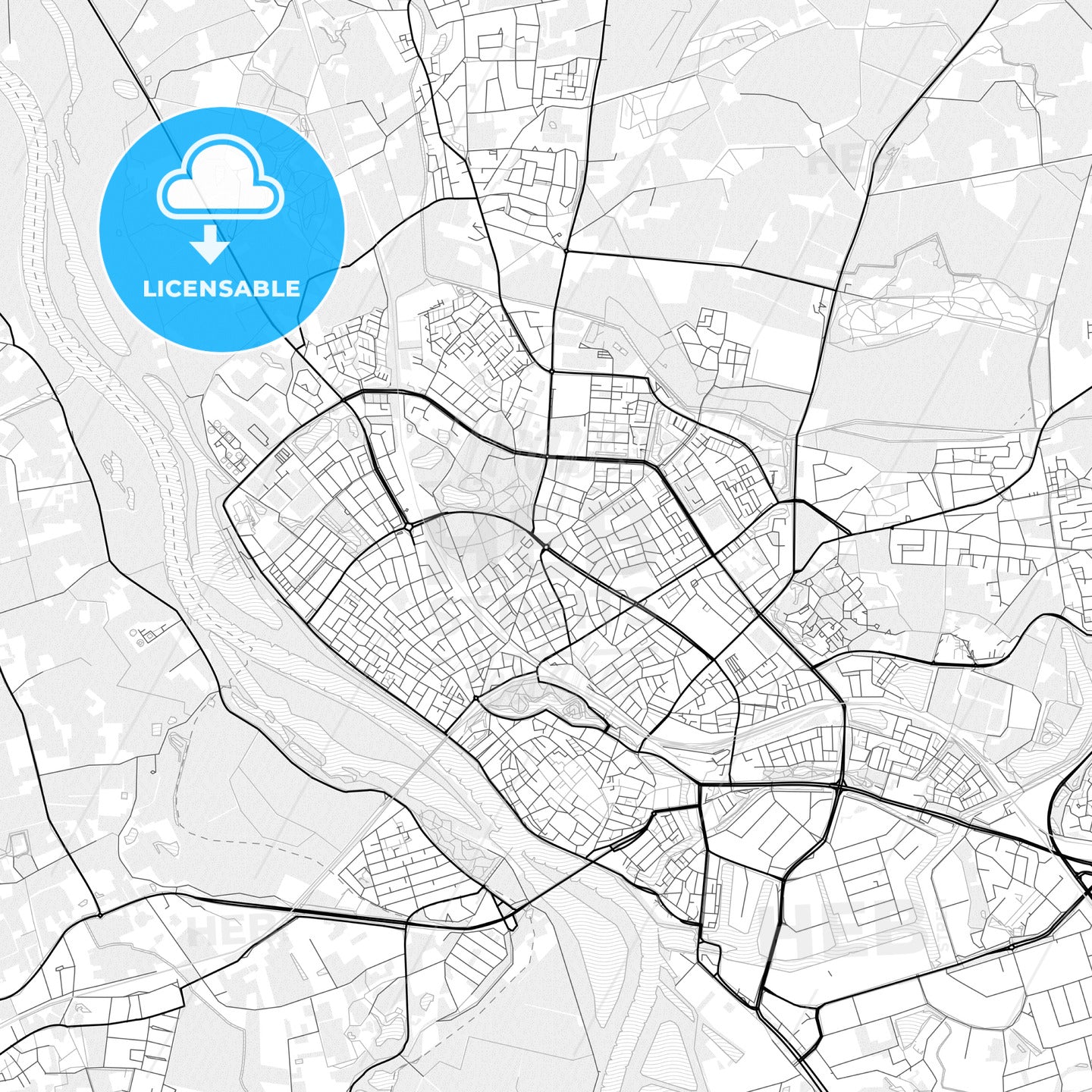 Vector PDF map of Deventer, Netherlands