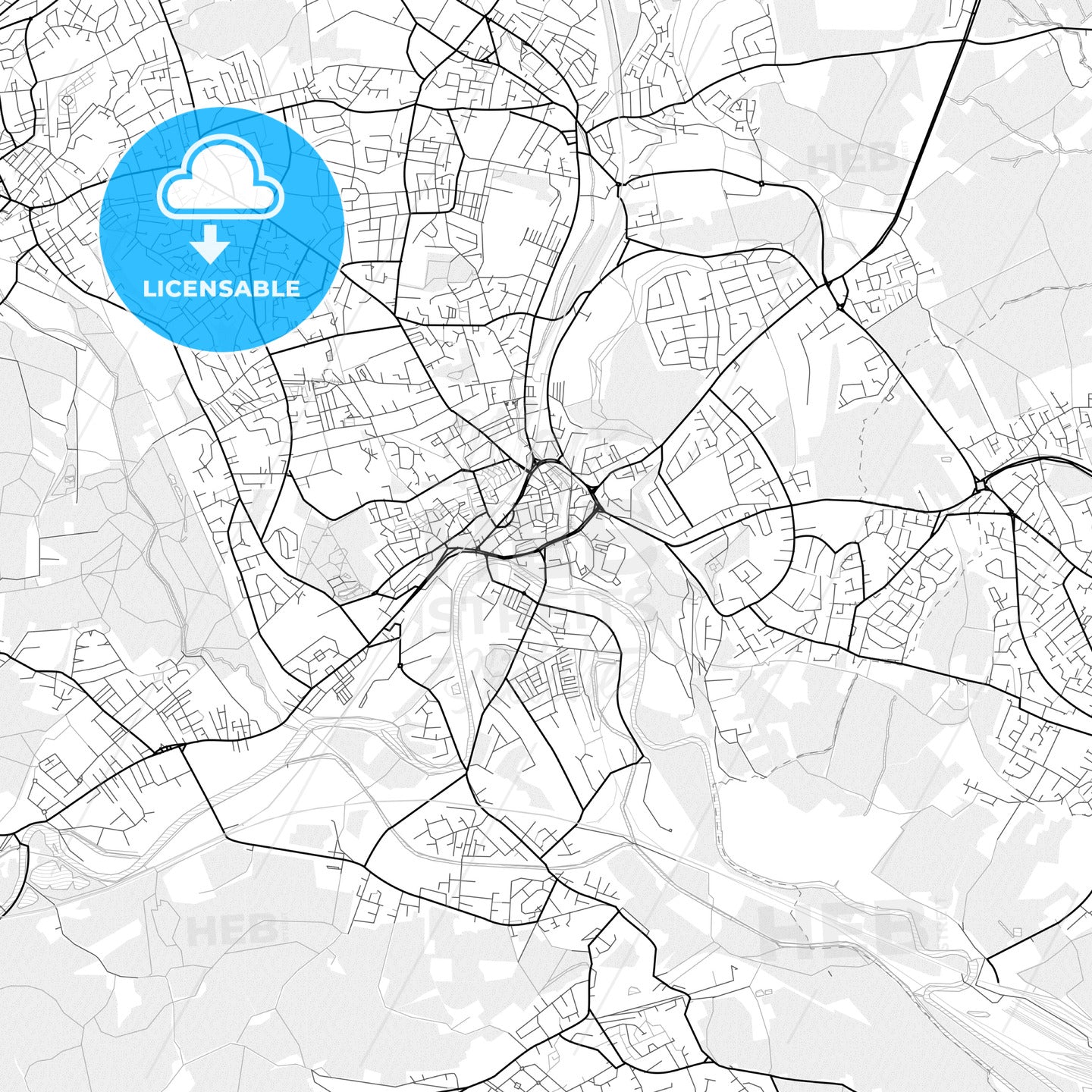 Vector PDF map of Dewsbury, England