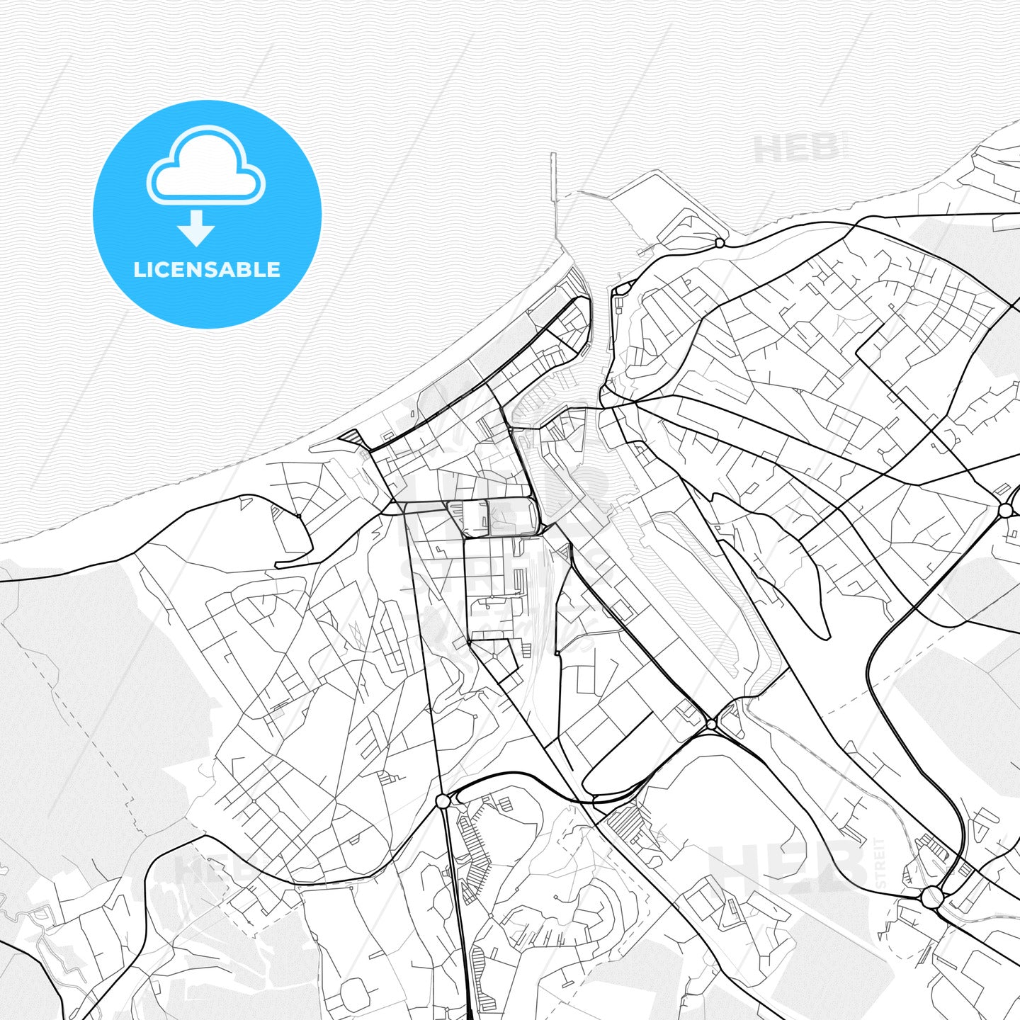 Vector PDF map of Dieppe, France