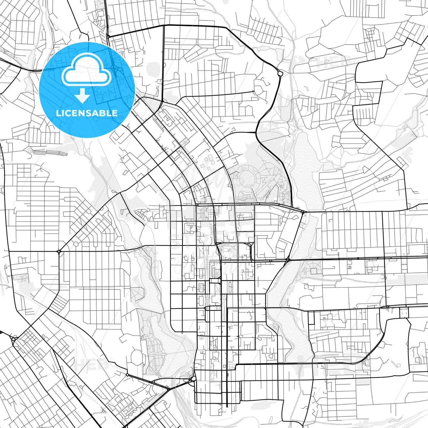 Vector PDF map of Donetsk, Ukraine