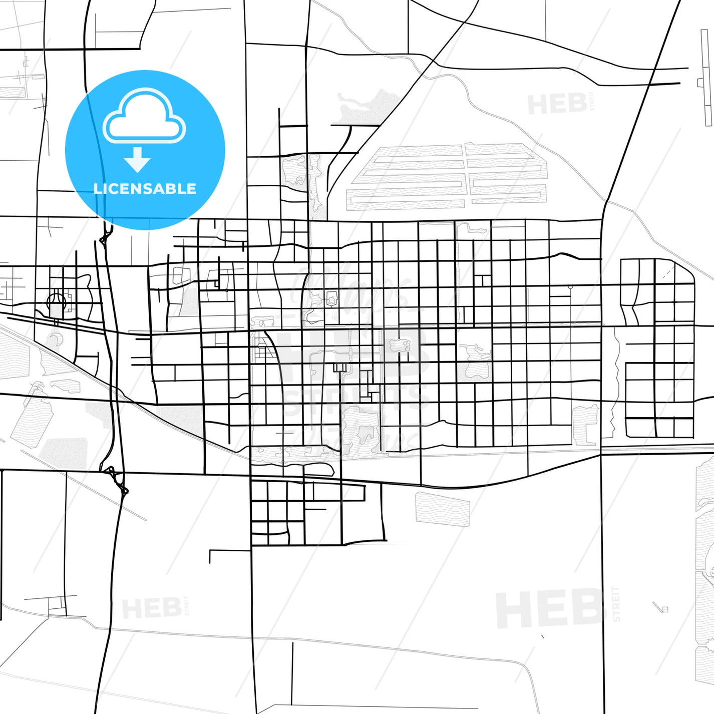 Vector PDF map of Dongying, China - HEBSTREITS