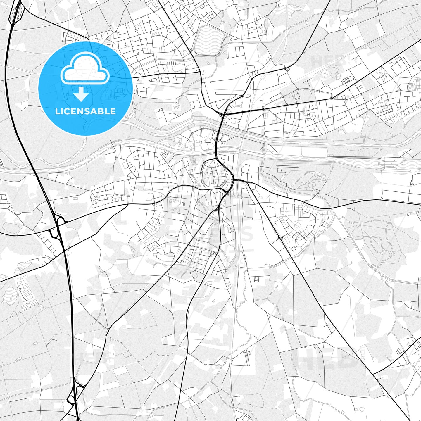 Vector PDF map of Dorsten, Germany