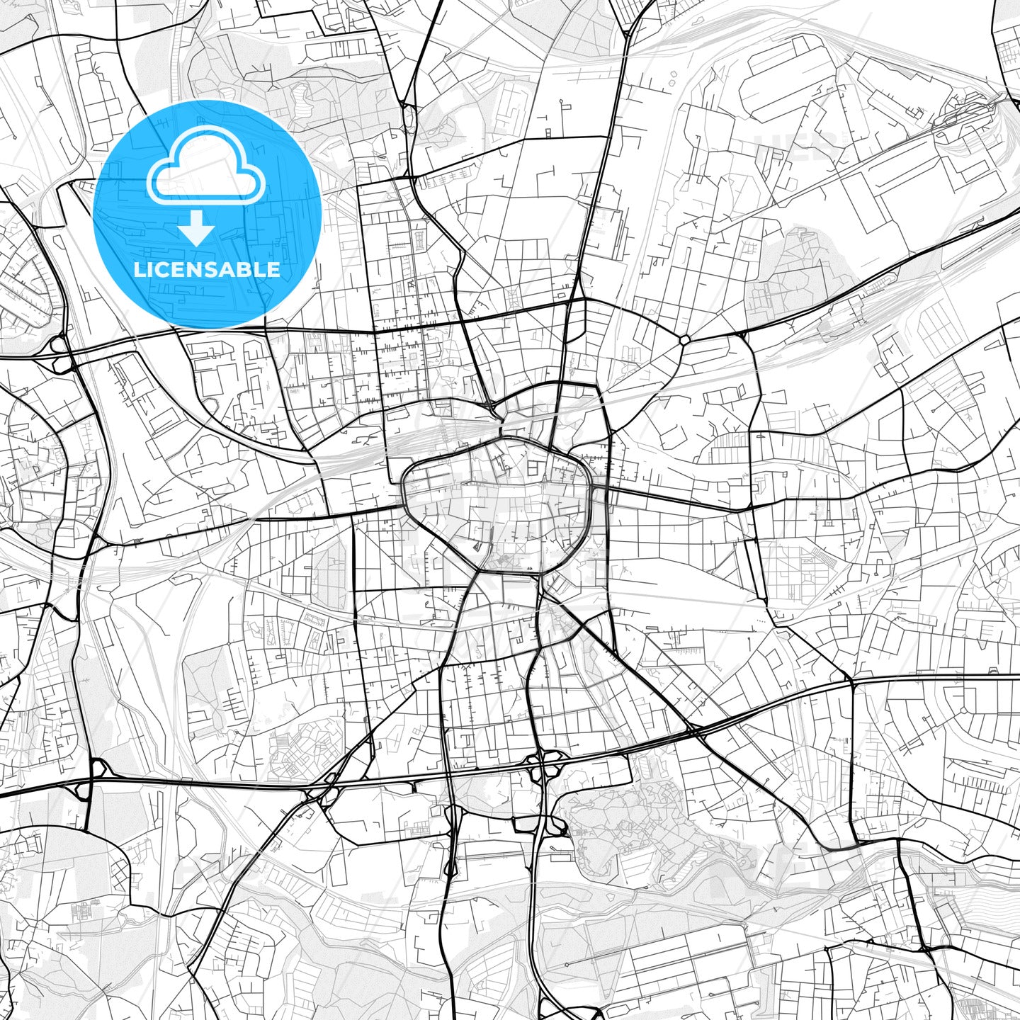 Vector PDF map of Dortmund, Germany