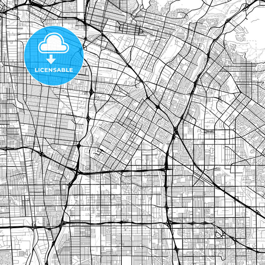 Vector PDF map of Downey, California, United States