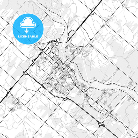 Vector PDF map of Drummondville, Canada