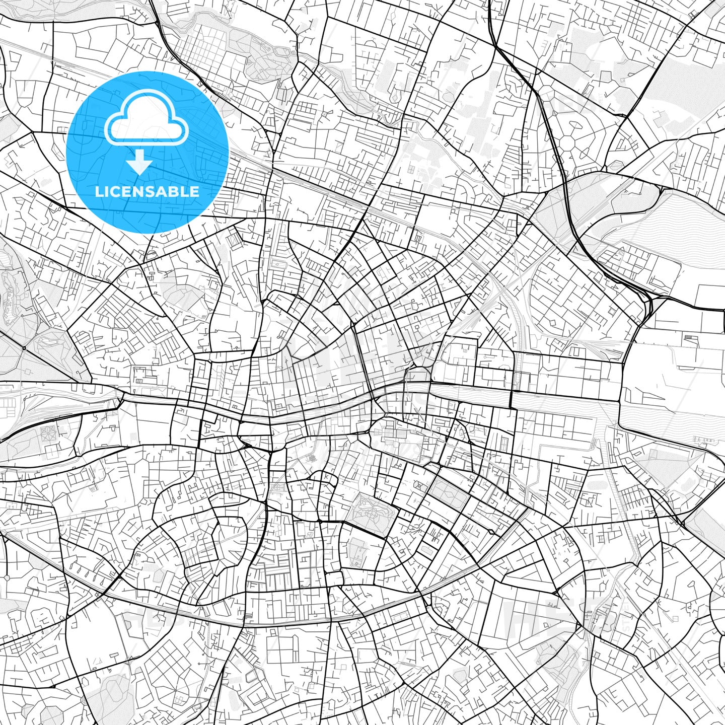 Vector PDF map of Dublin, Ireland - HEBSTREITS