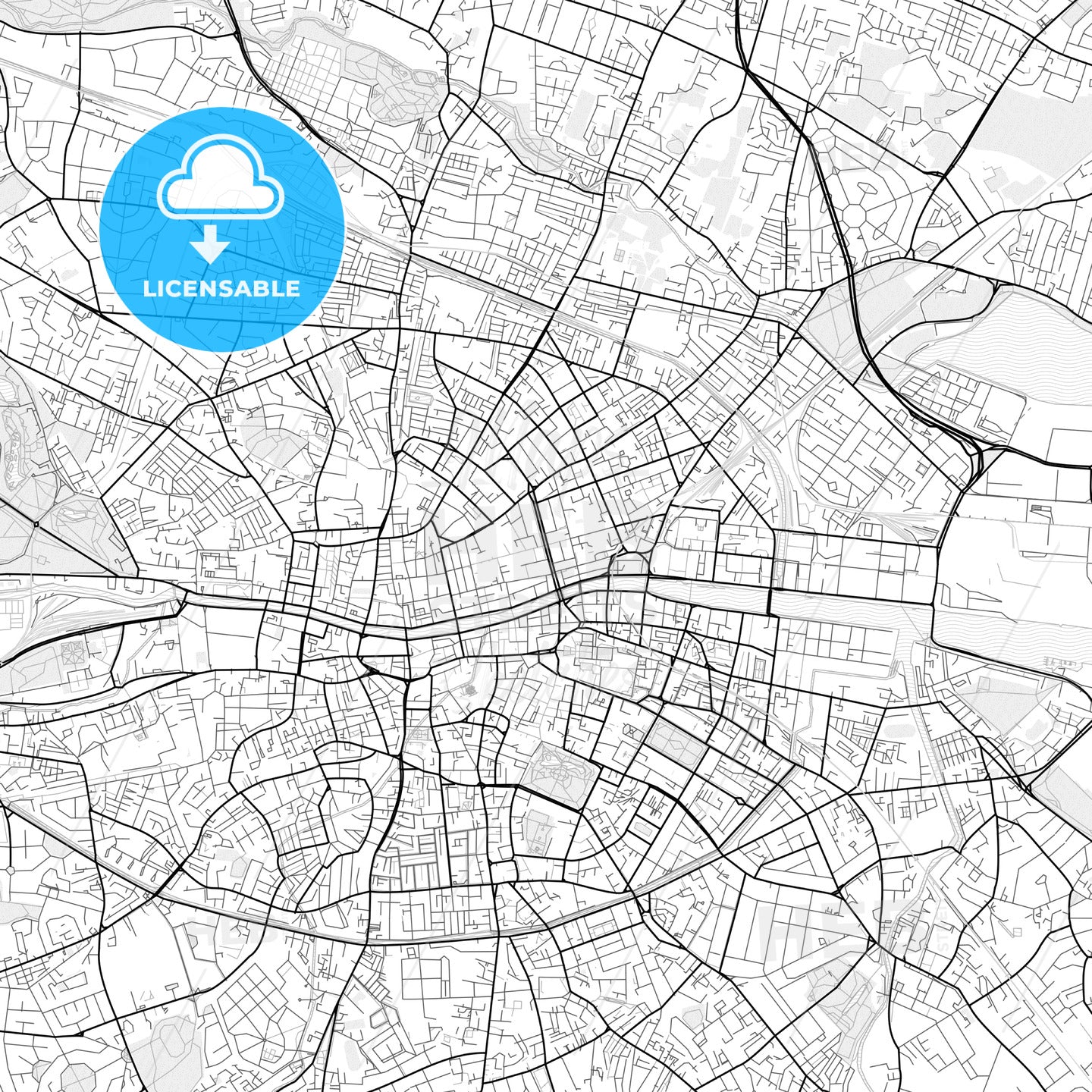 Vector PDF map of Dublin, Ireland