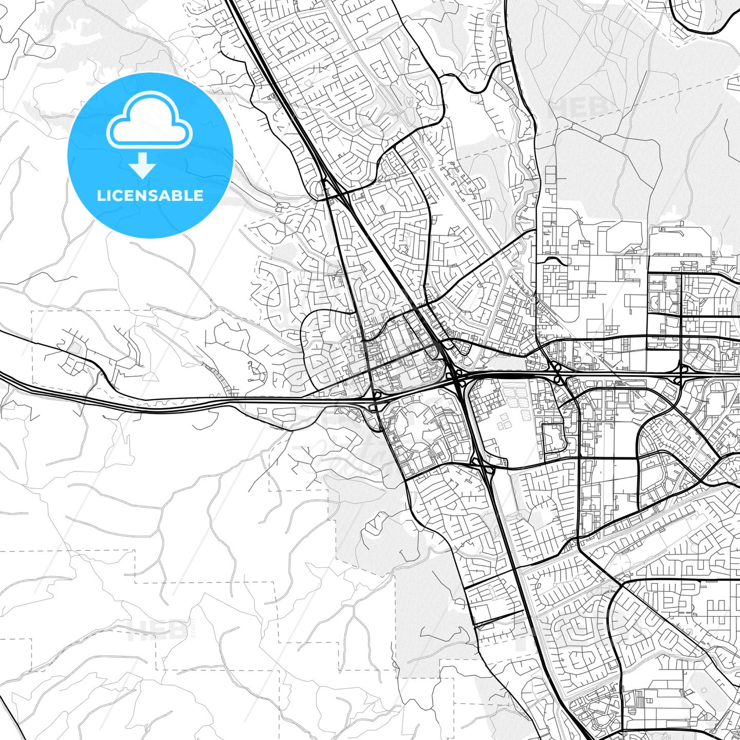 Vector PDF map of Dublin, California, United States