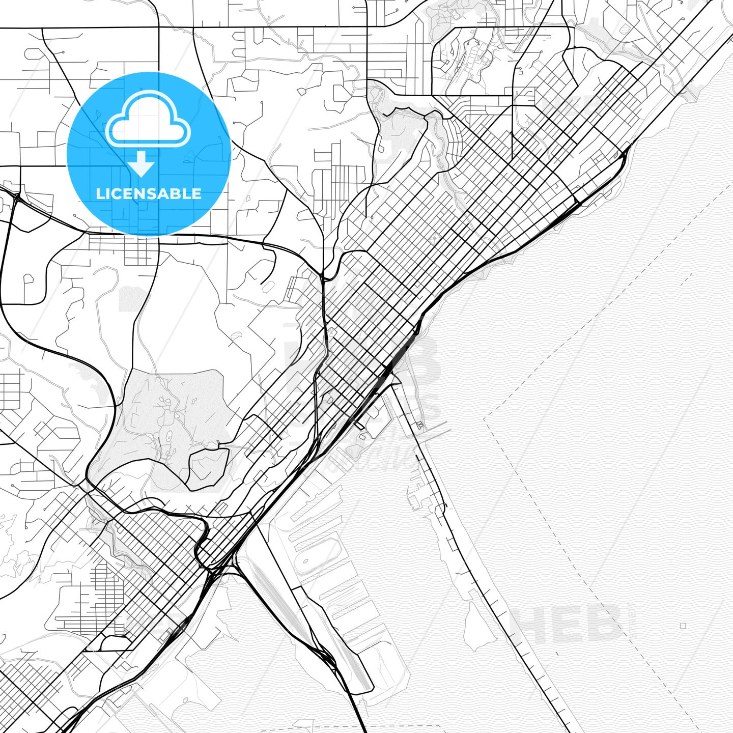 Vector PDF map of Duluth, Minnesota, United States