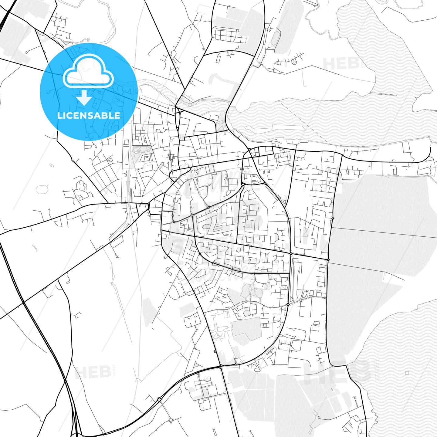 Vector PDF map of Dundalk, Ireland
