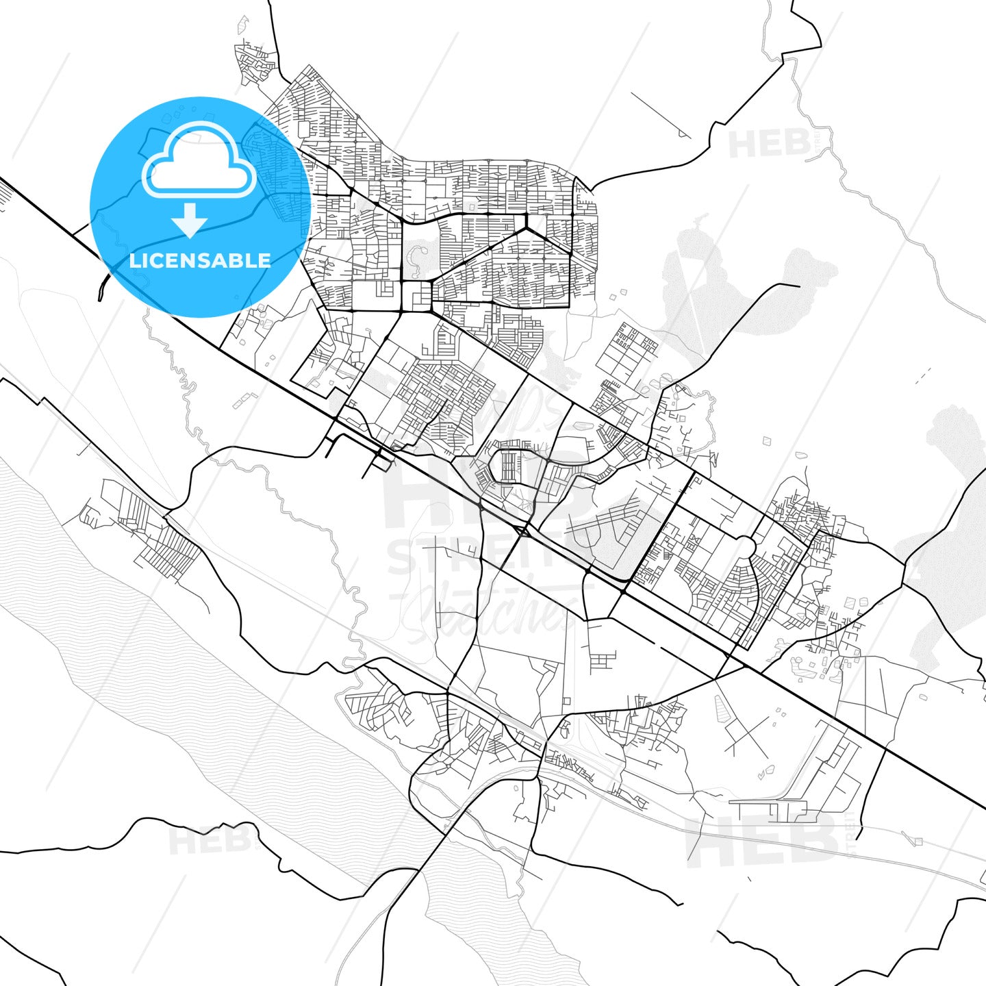 Vector PDF map of Durgapur, India