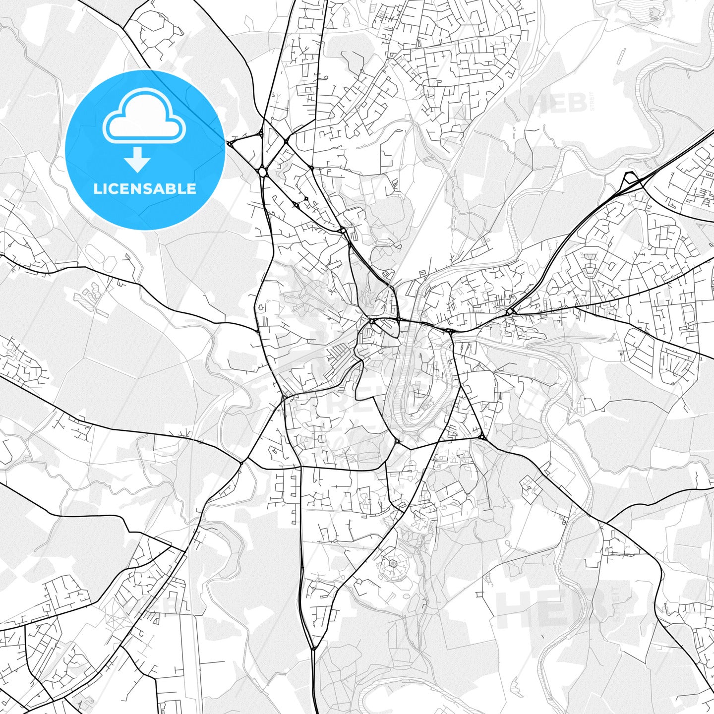 Vector PDF map of Durham, England