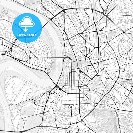 Vector PDF map of Düsseldorf, Germany