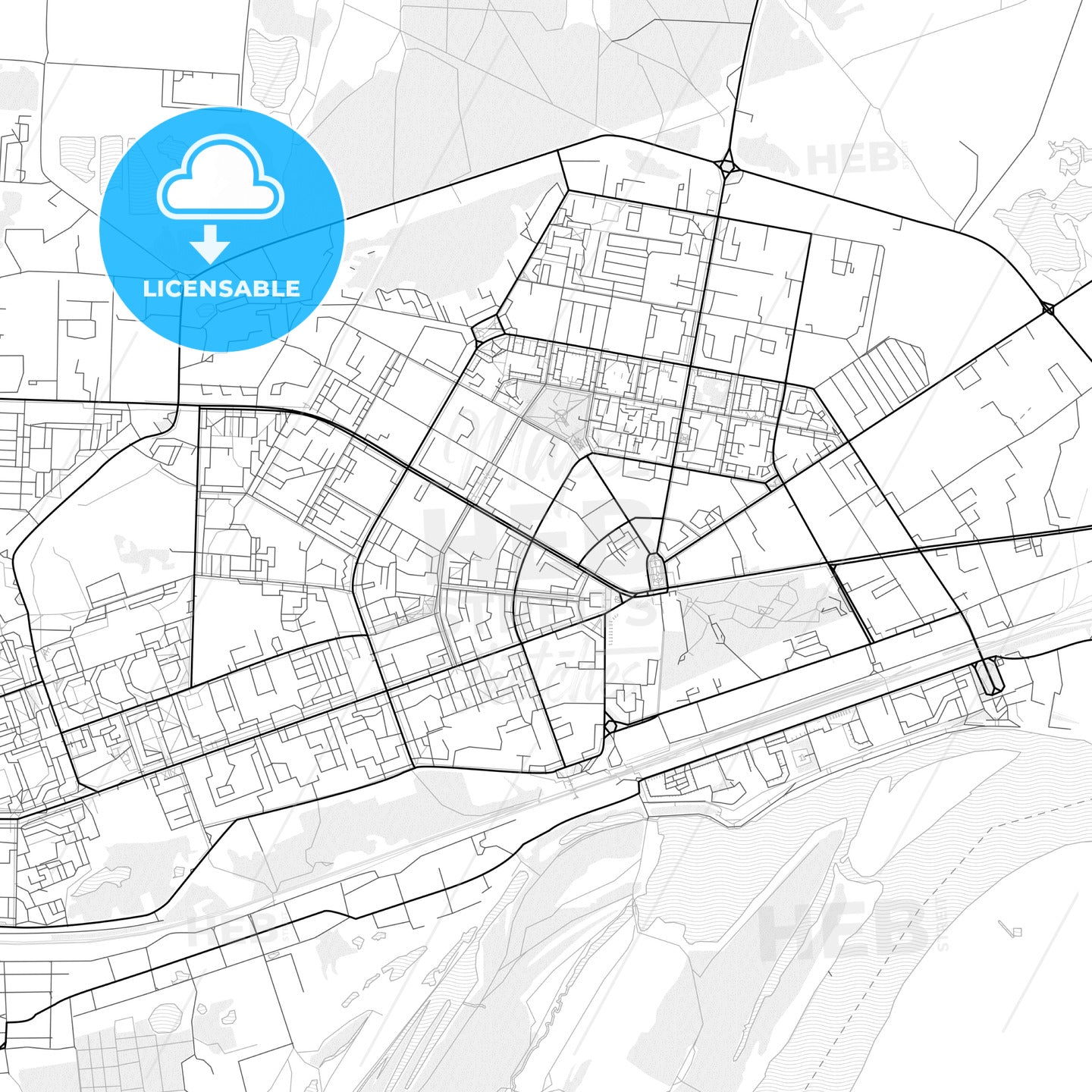 Vector PDF map of Dzerzhinsk, Russia