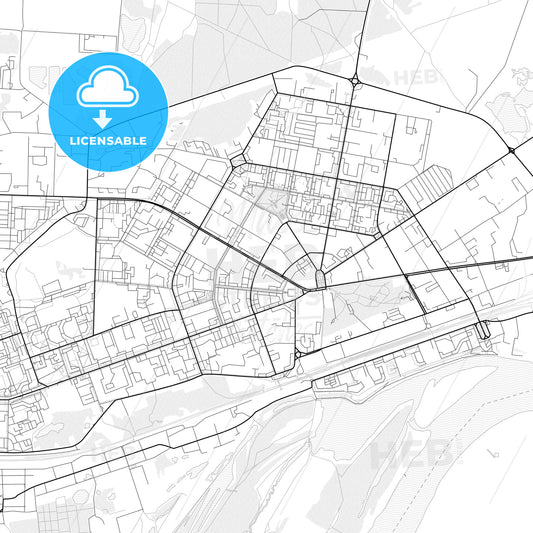 Vector PDF map of Dzerzhinsk, Russia