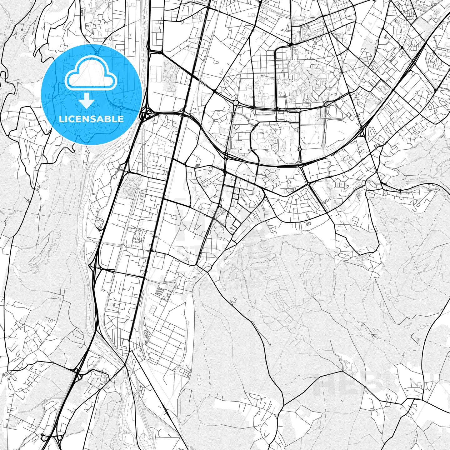 Vector PDF map of Échirolles, France