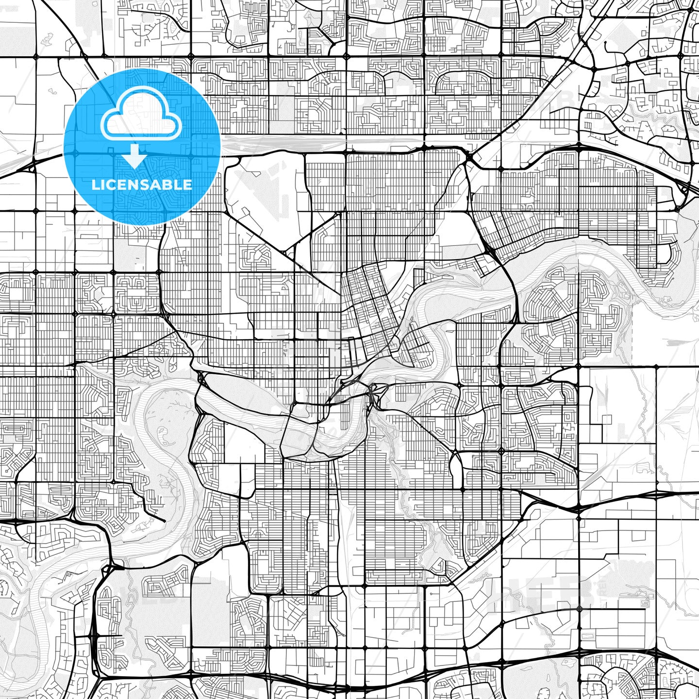 Vector PDF map of Edmonton, Canada