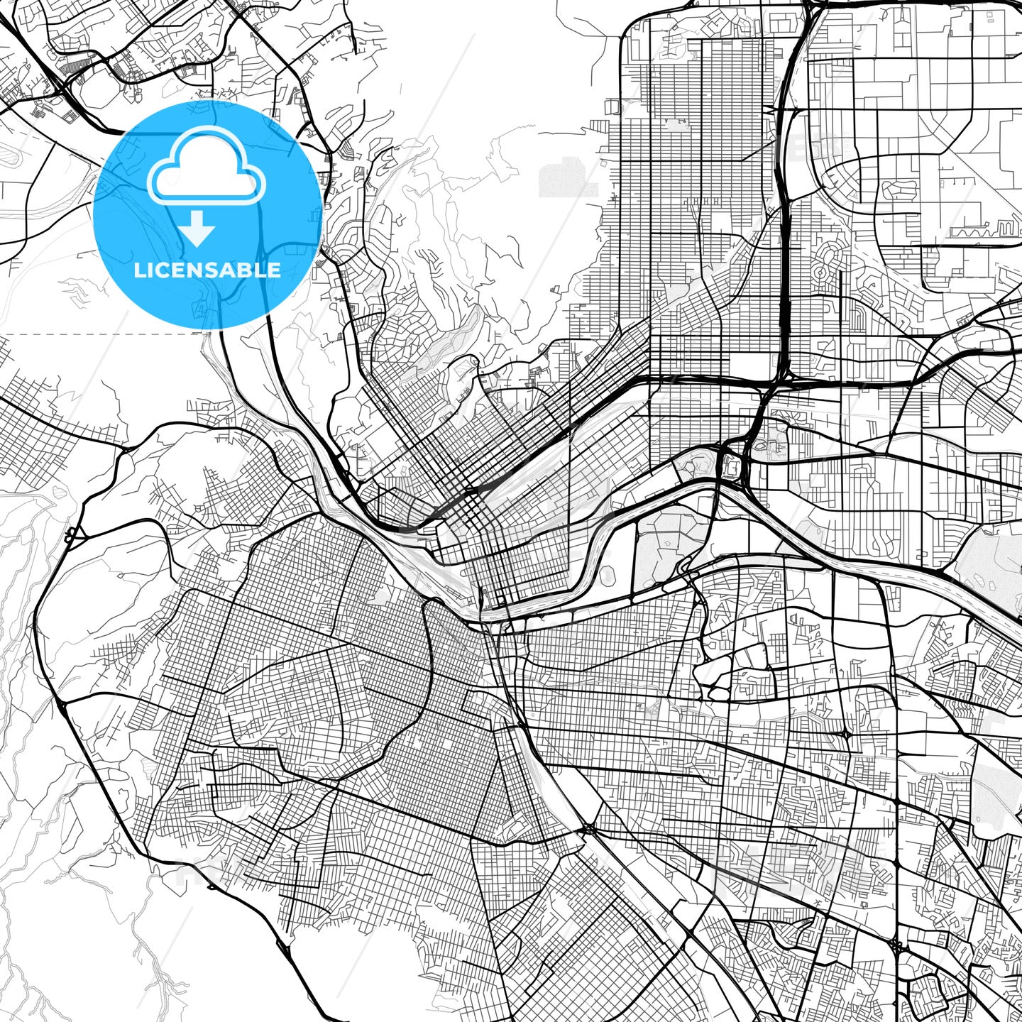 Vector PDF map of El Paso, Texas, United States - HEBSTREITS