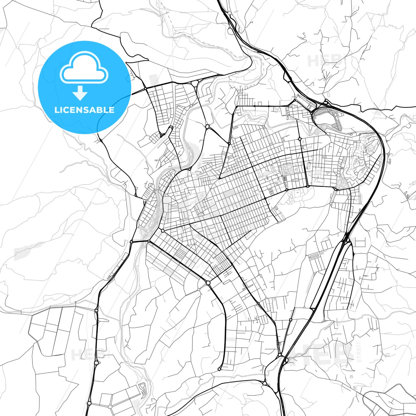 Vector PDF map of Elda, Spain