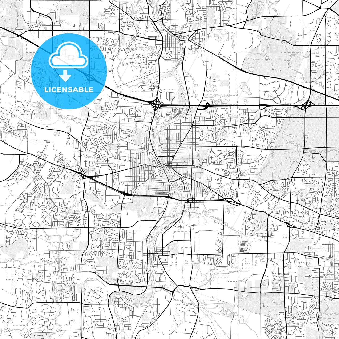 Vector PDF map of Elgin, Illinois, United States