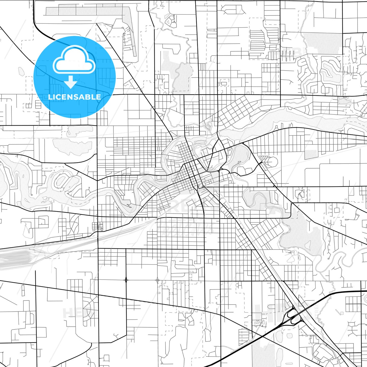 Vector PDF map of Elkhart, Indiana, United States