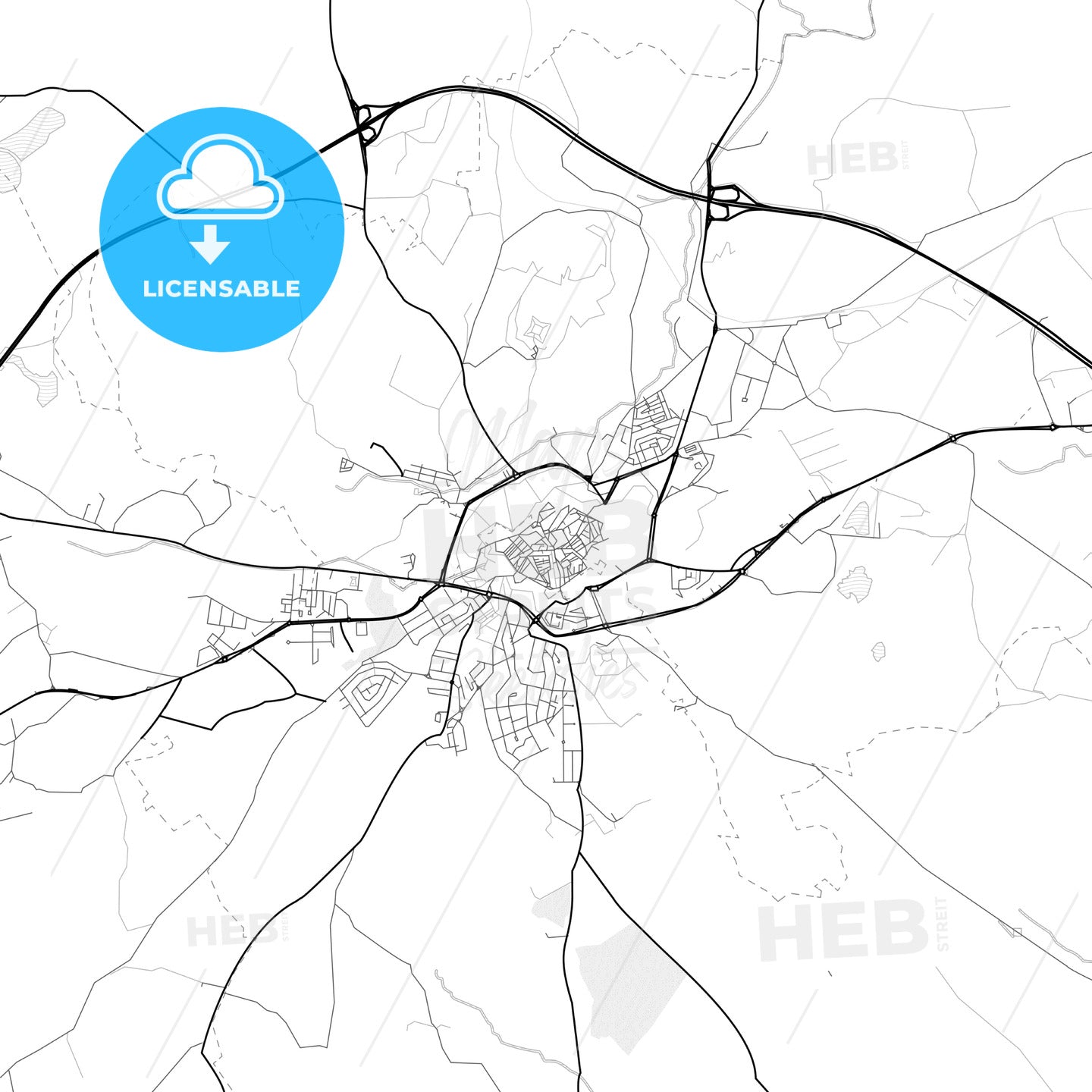 Vector PDF map of Elvas, Portugal