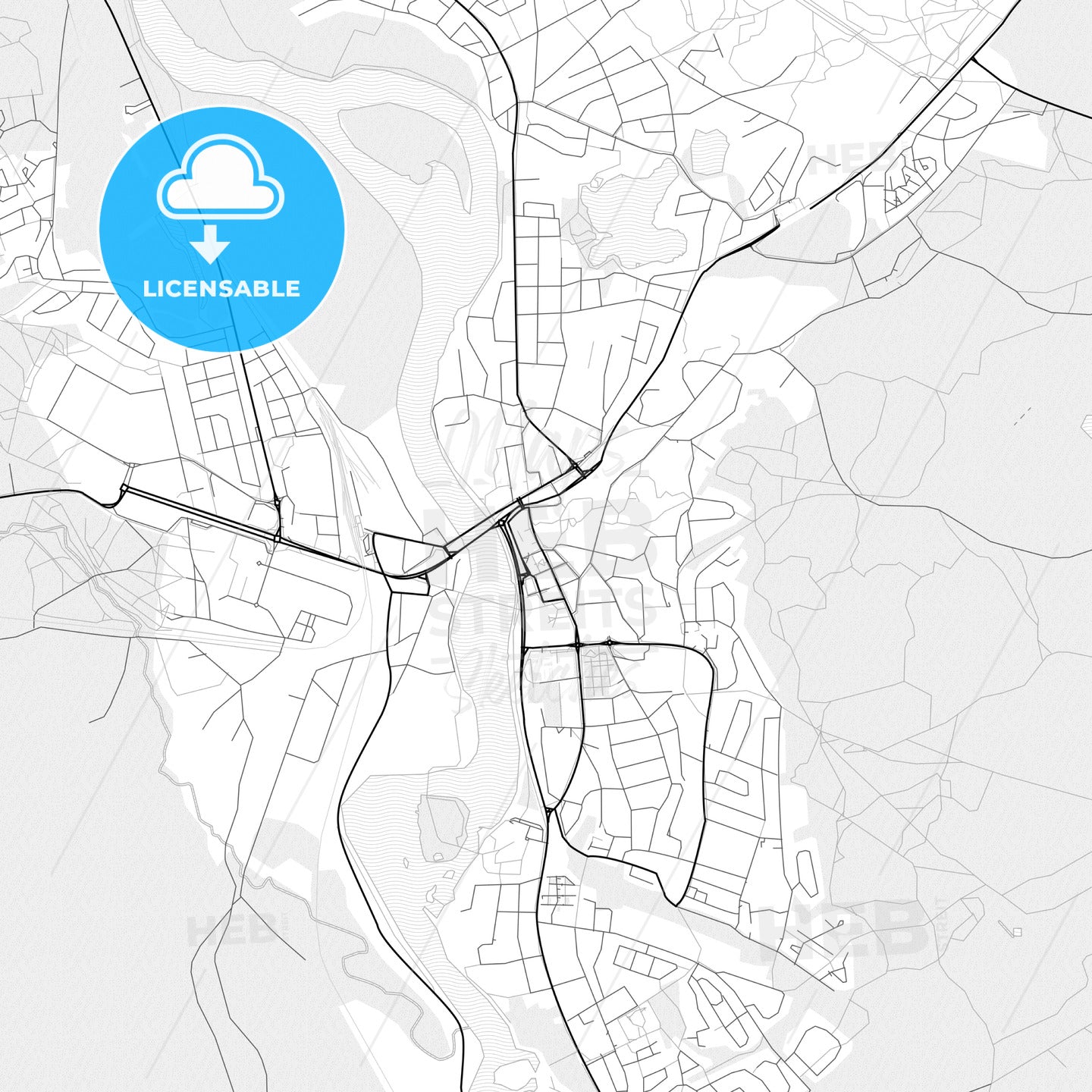 Vector PDF map of Elverum, Norway