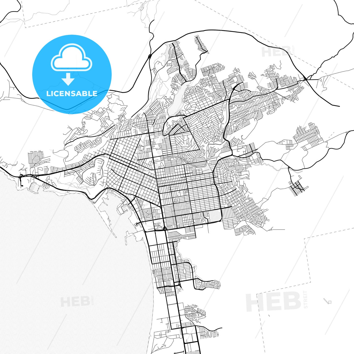 Vector PDF map of Ensenada, Mexico