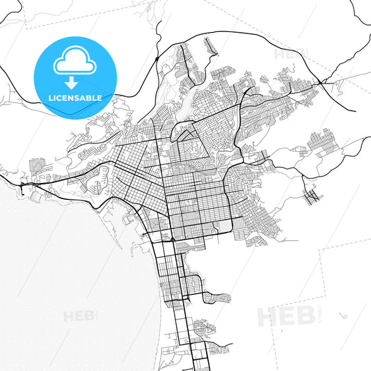 Vector PDF map of Ensenada, Mexico