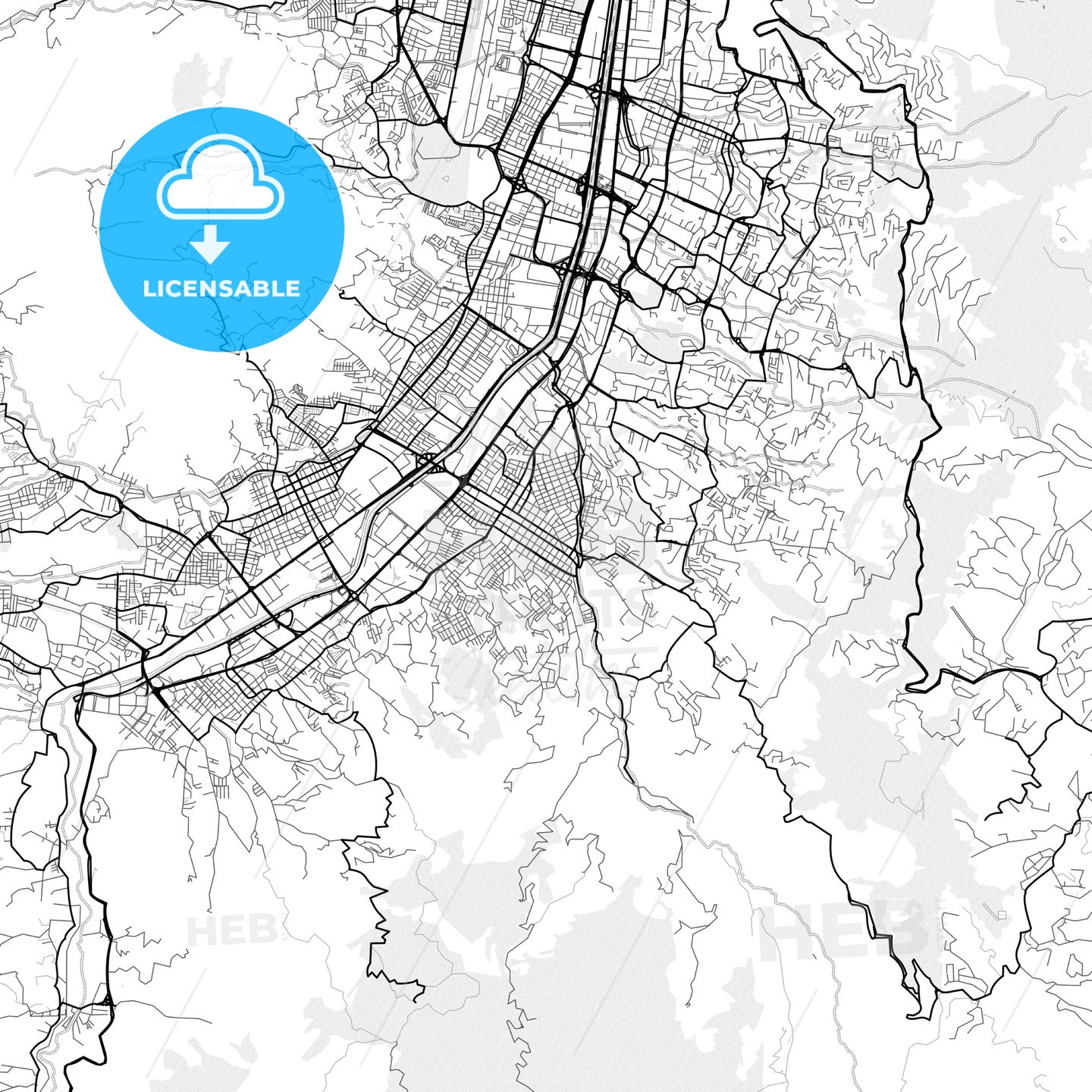 Vector PDF map of Envigado, Colombia