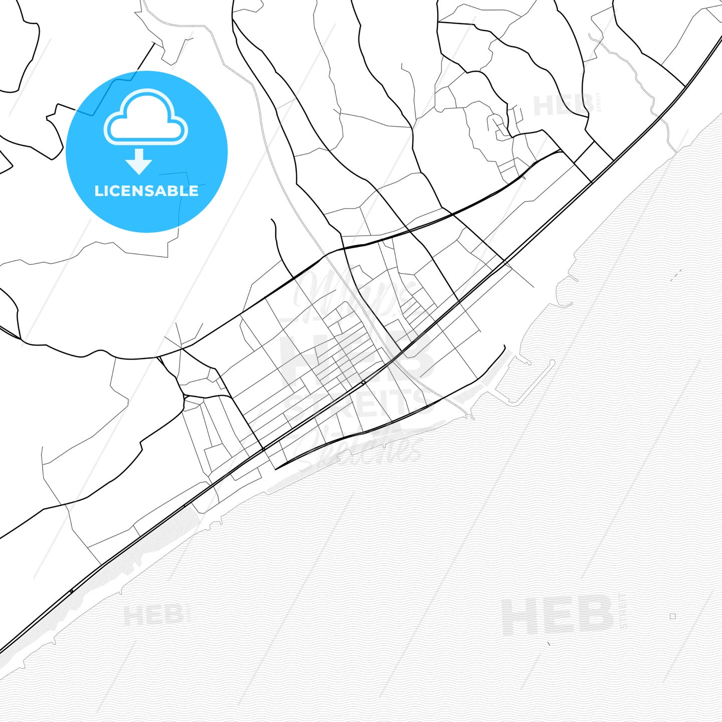 Vector PDF map of Erdemli, Turkey