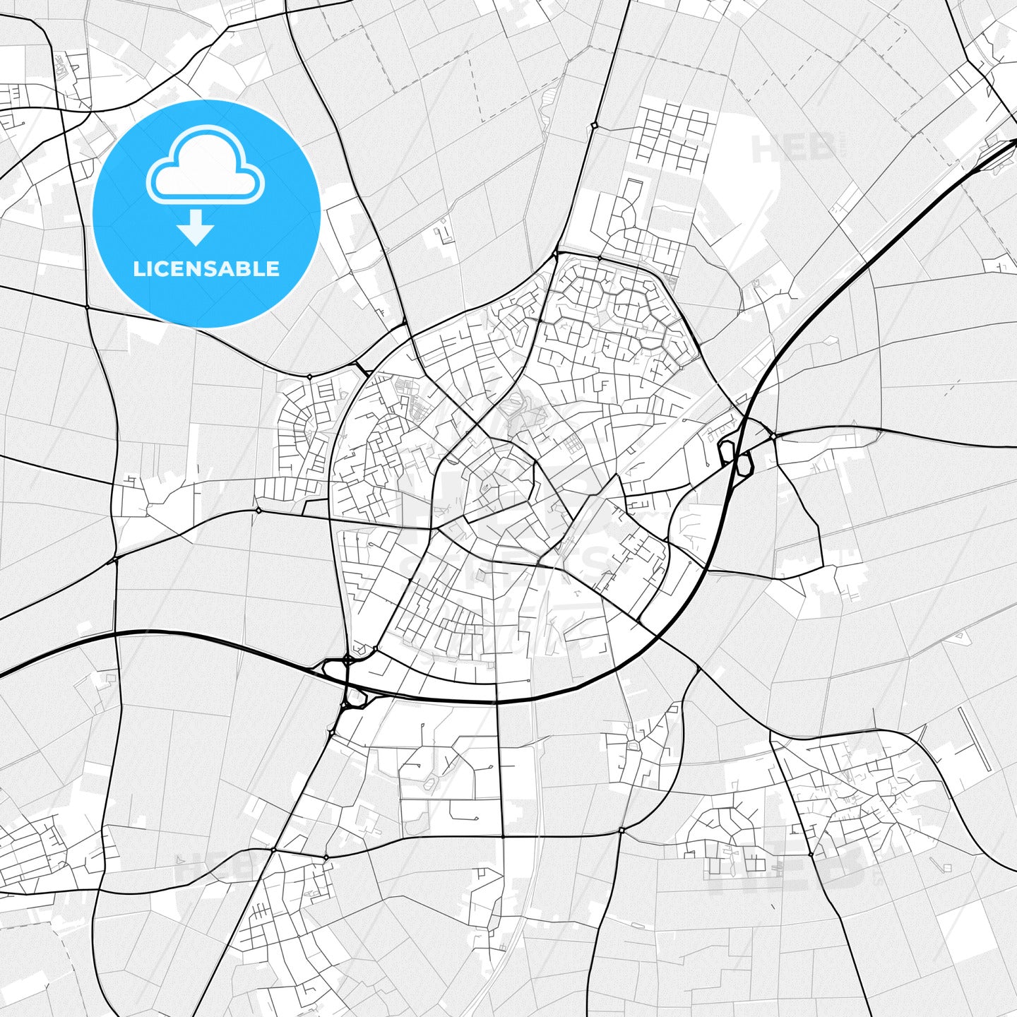 Vector PDF map of Erkelenz, Germany