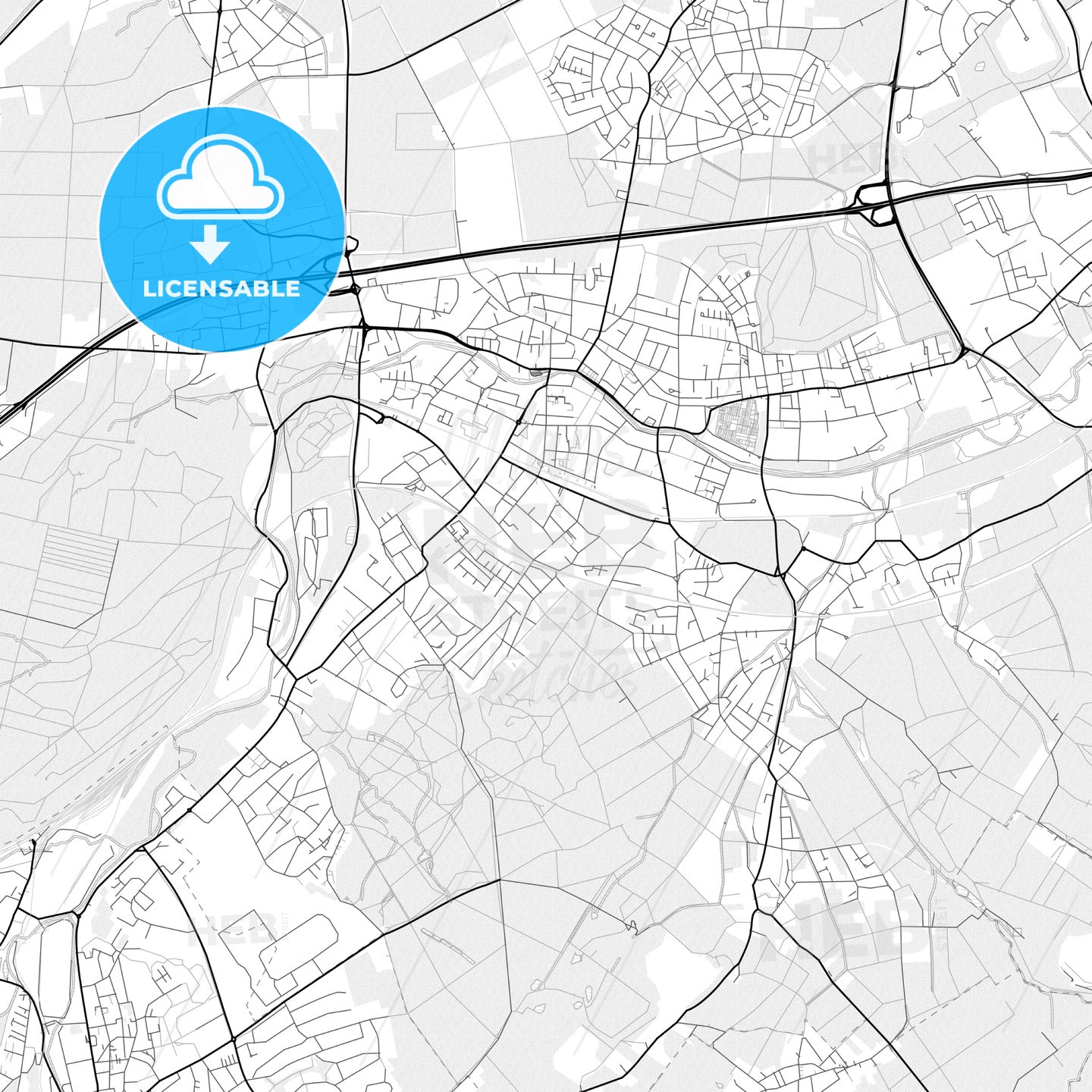 Vector PDF map of Eschweiler, Germany