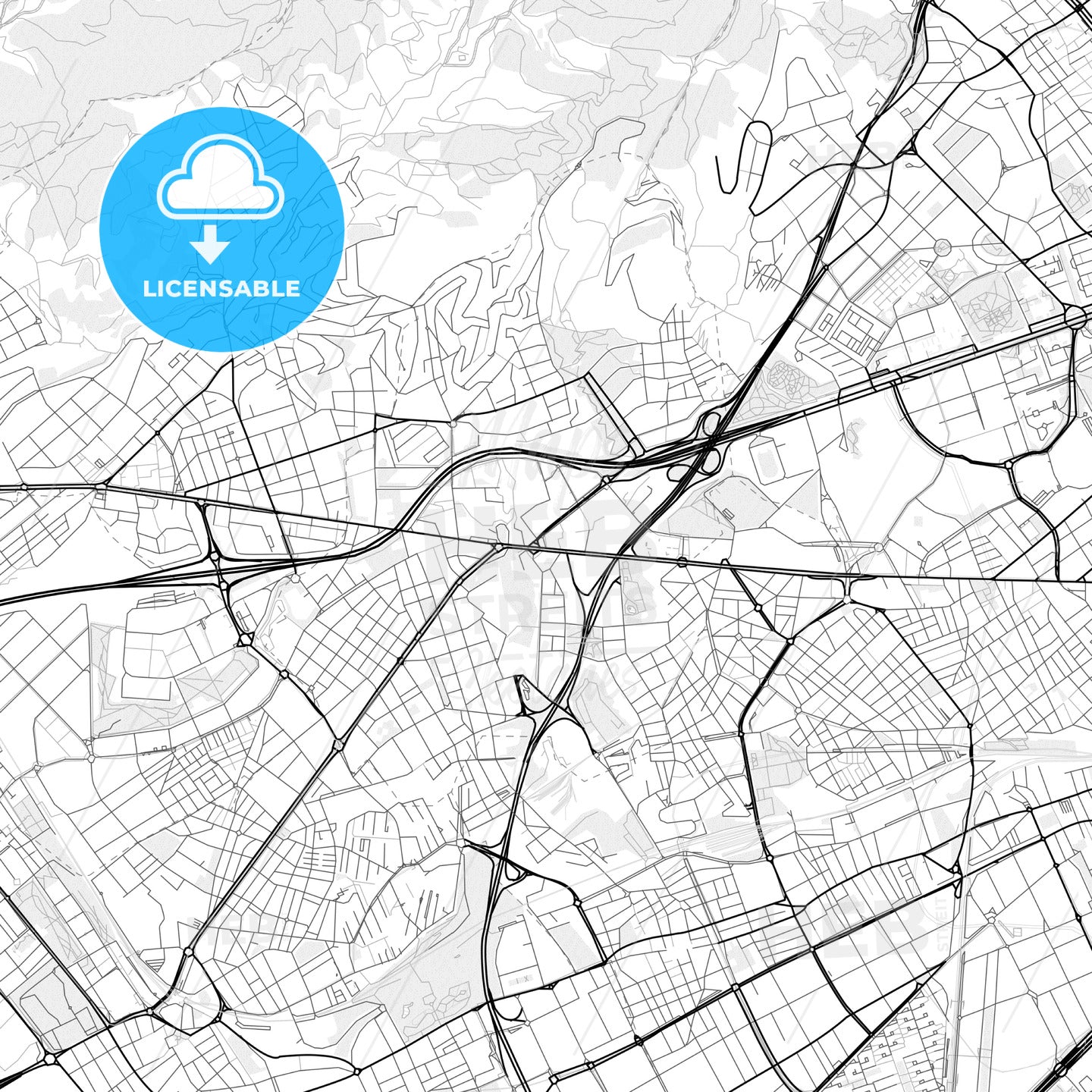 Vector PDF map of Esplugues de Llobregat, Spain