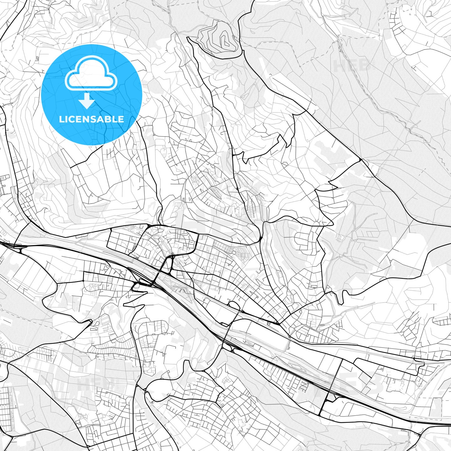 Vector PDF map of Esslingen am Neckar, Germany