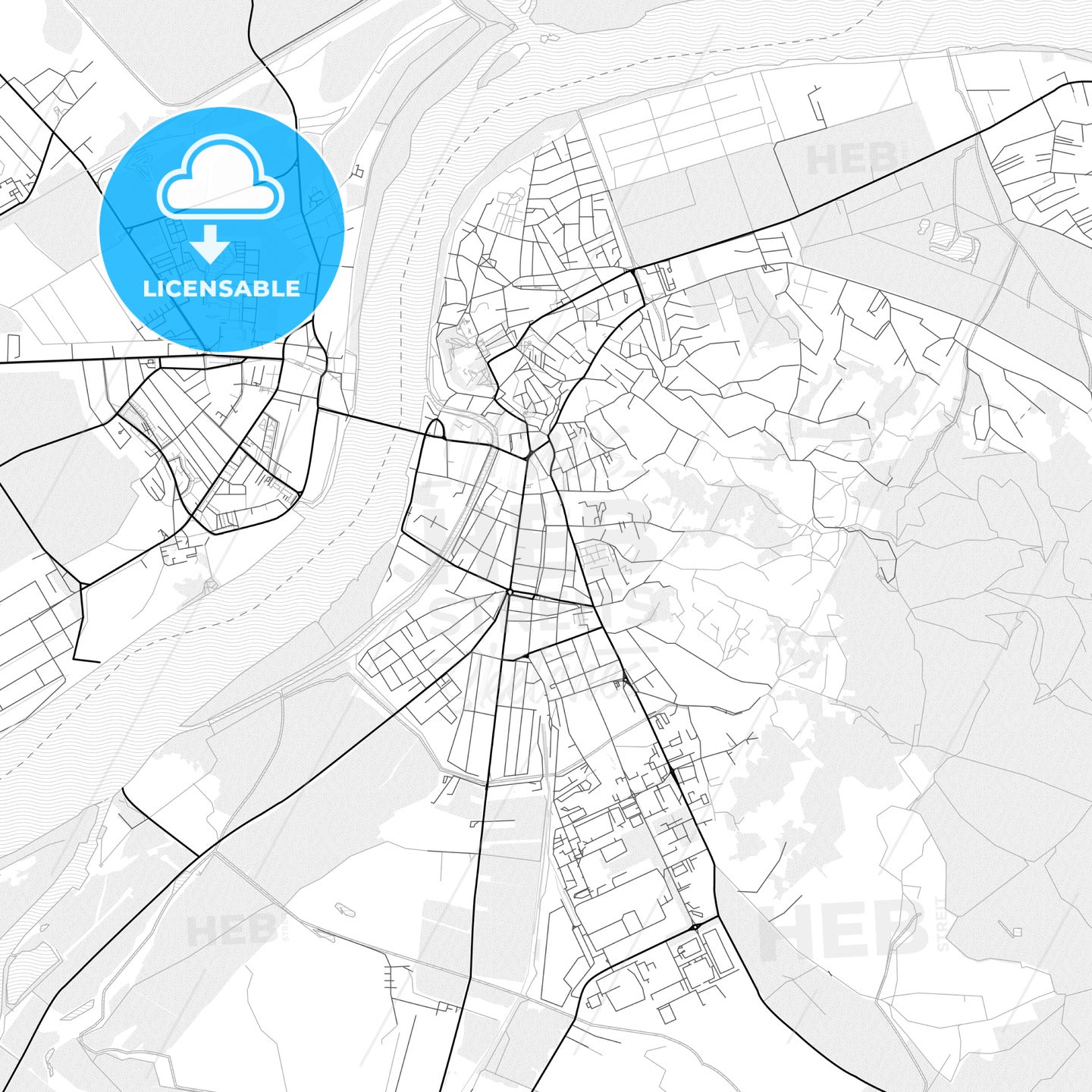 Vector PDF map of Esztergom, Hungary