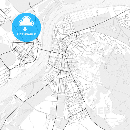 Vector PDF map of Esztergom, Hungary