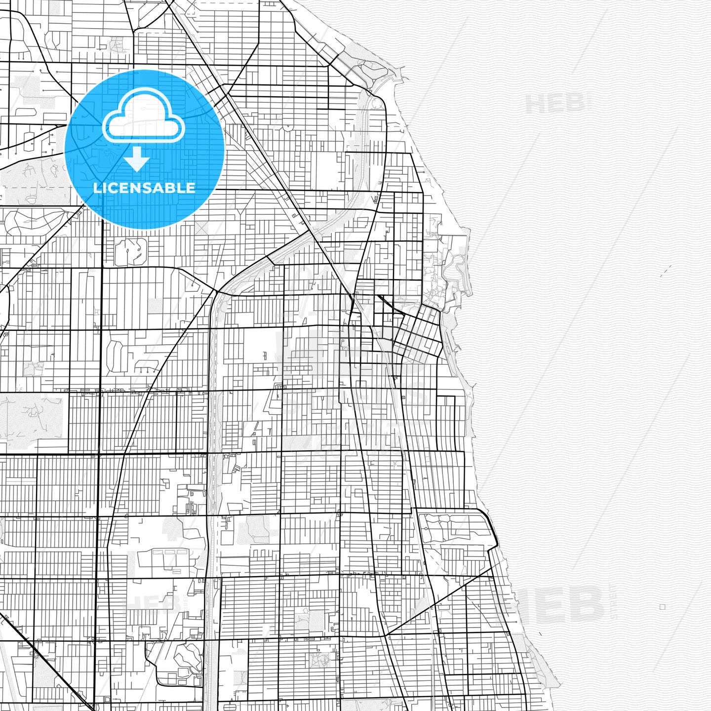 Vector PDF map of Evanston, Illinois, United States