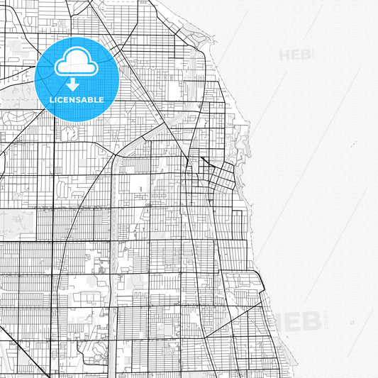 Vector PDF map of Evanston, Illinois, United States