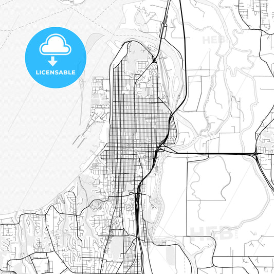 Vector PDF map of Everett, Washington, United States