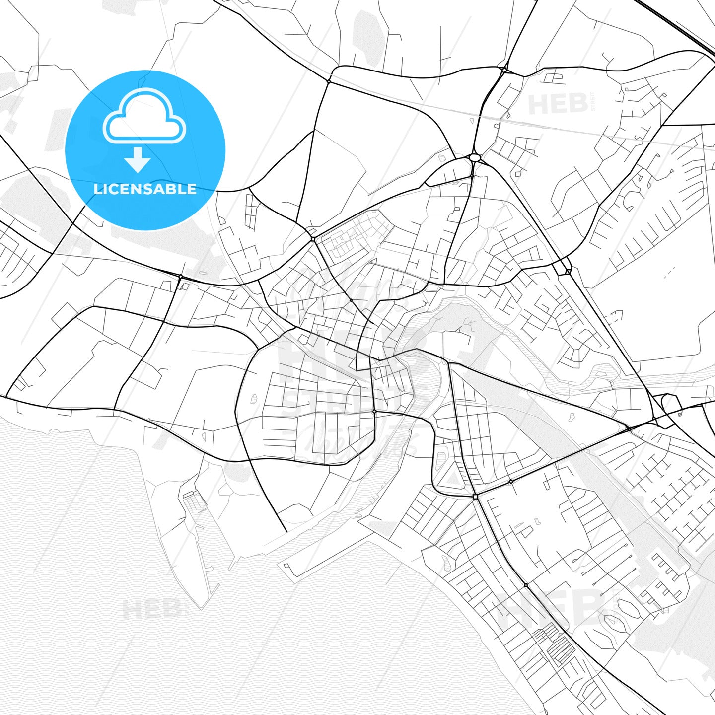 Vector PDF map of Falkenberg, Sweden