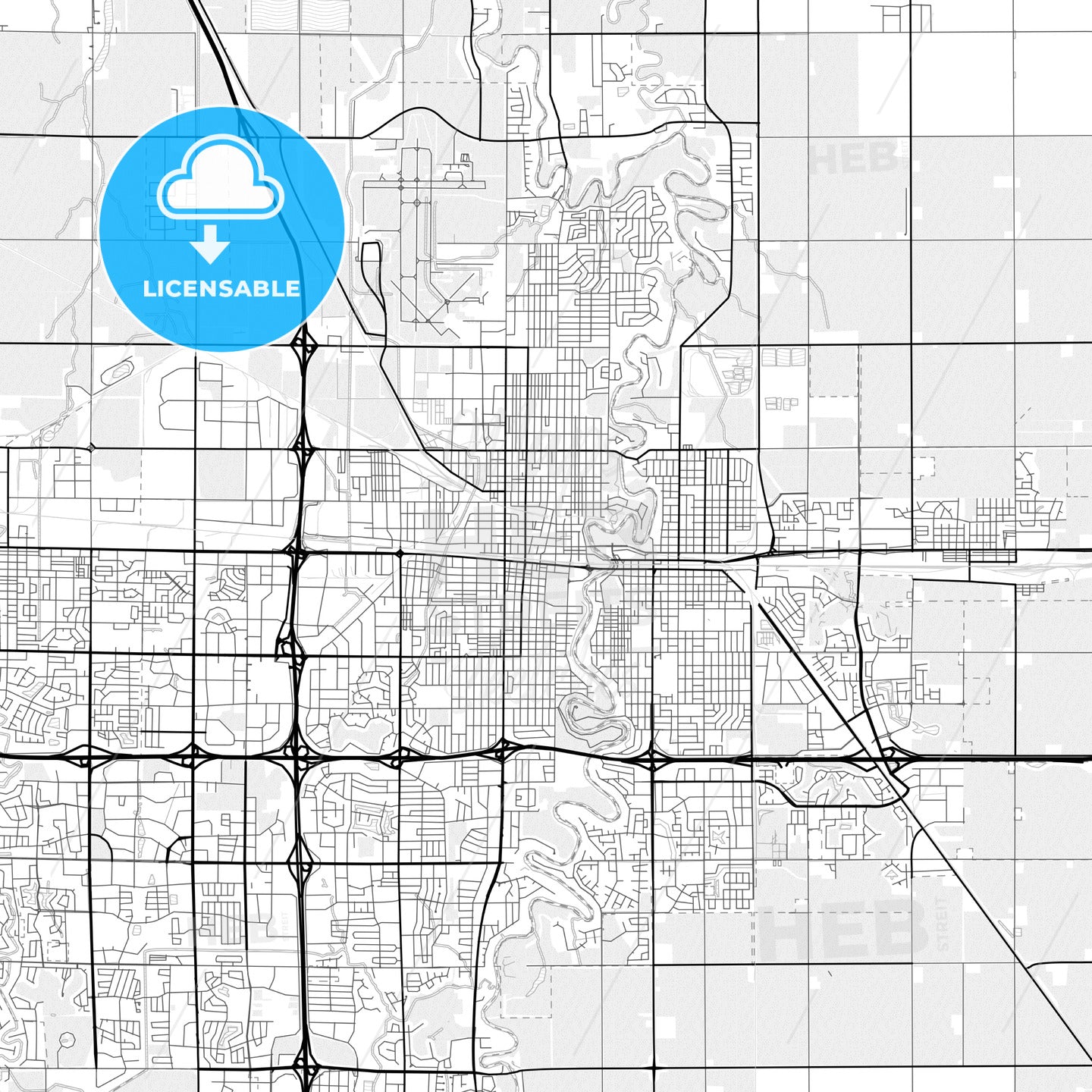 Vector PDF map of Fargo, North Dakota, United States