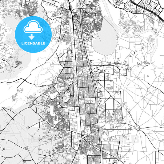 Vector PDF map of Faridabad, India